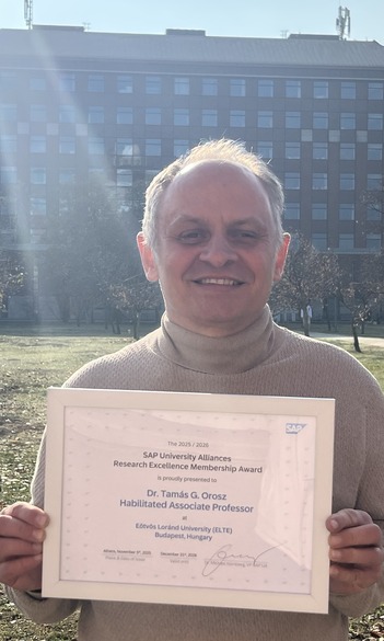 Orosz Tamás docensünk elnyerte az SAP University Alliances Research Excellence Membership Award díjat